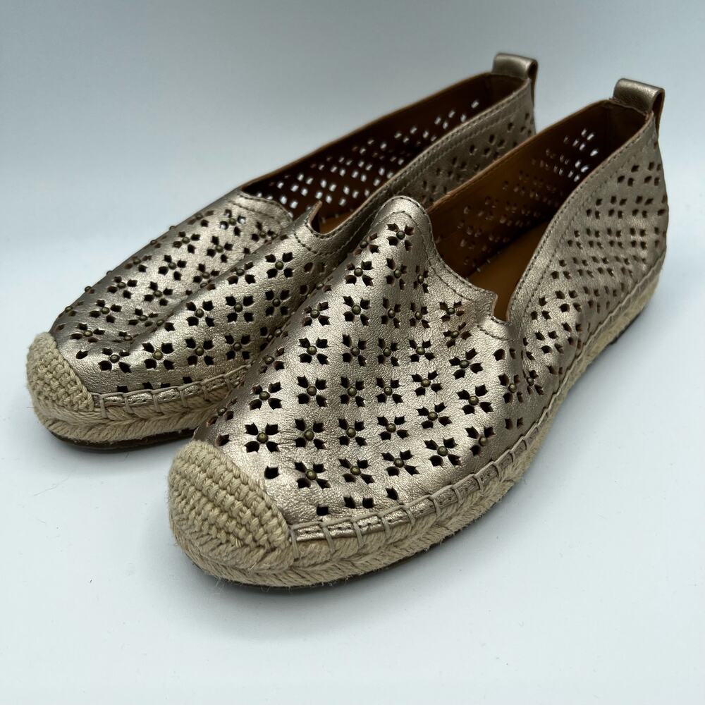 Patricia Nash Elena Gold Metallic Slip On Espadrille Shoes Size 7.5